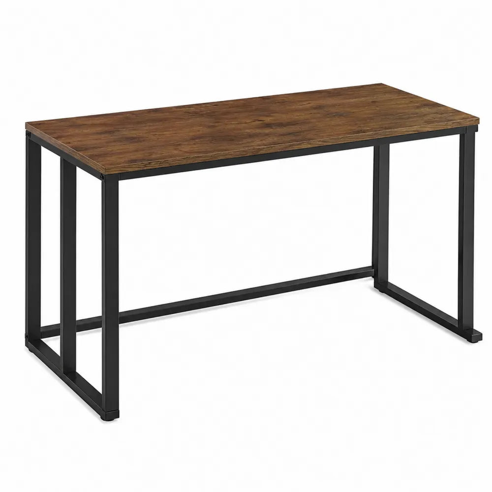 Bureau rectangulaire en métal et bois brun 120 cm x 60 cm x 75 cm