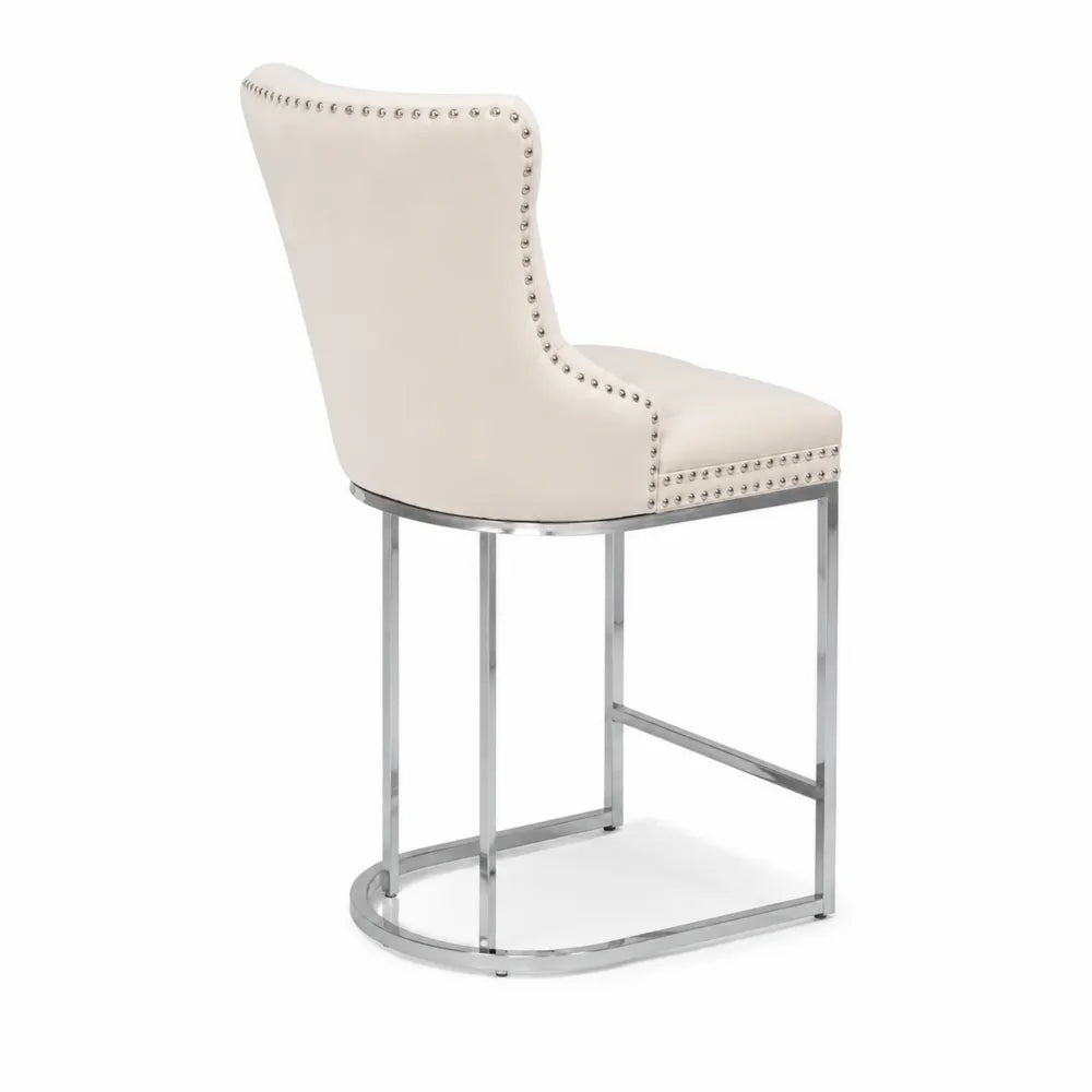 Chaise haute en cuir PU et acier inoxydable Blanc