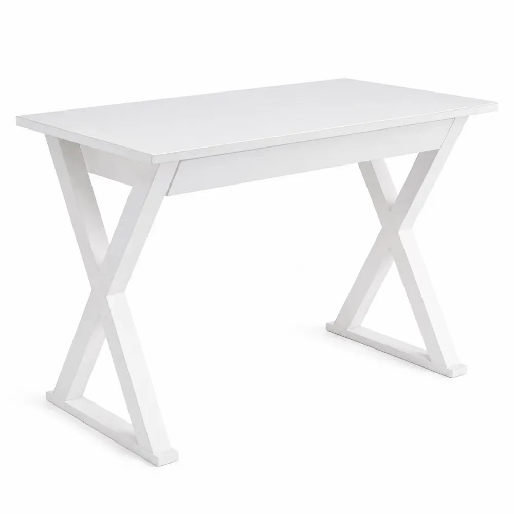 Bureau en bois MDF Blanc pieds en X 120x60x75 cm