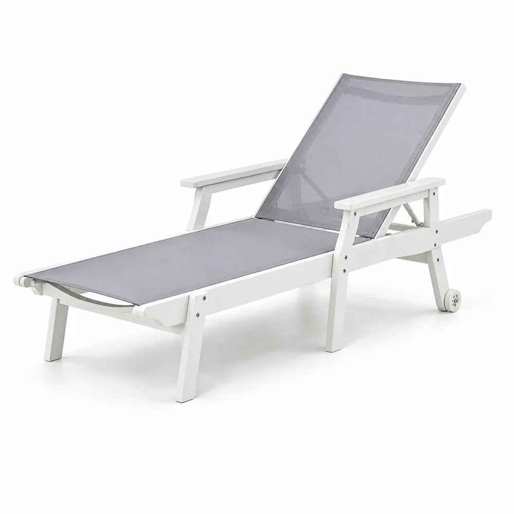 Chaise longue extérieure en aluminium avec textilène