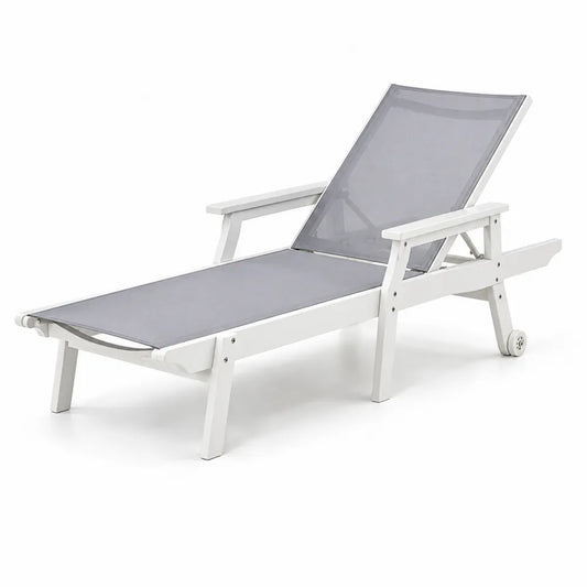 Chaise longue extérieure en aluminium avec textilène