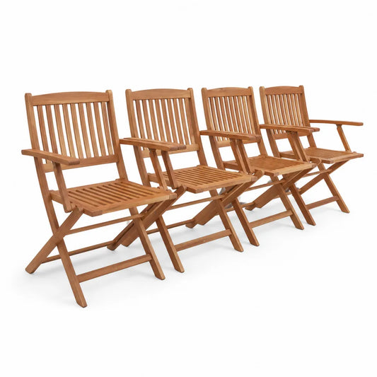Lot de 4 chaises en bois d'Acacia pliantes