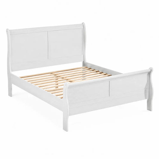 Lit en Bois Blanc avec Sommier à Lattes 160x200 cm