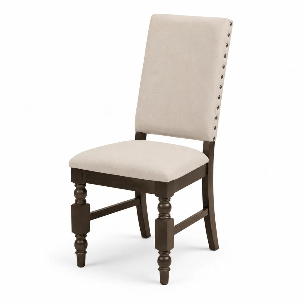 Chaise en bois avec tissu polyester beige