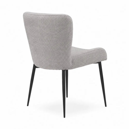 Chaise en tissu gris avec pieds en métal