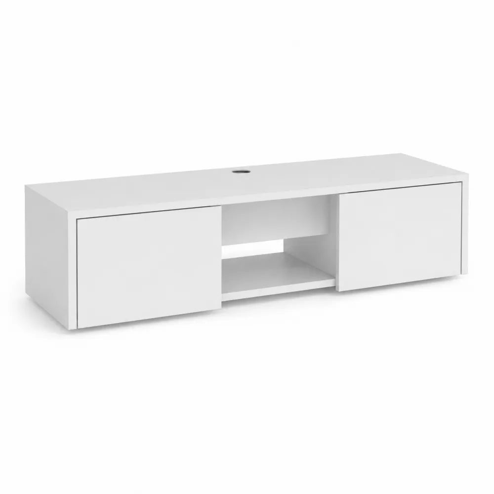 Meuble TV en Bois avec Compartiments 150x40x35 cm Blanc